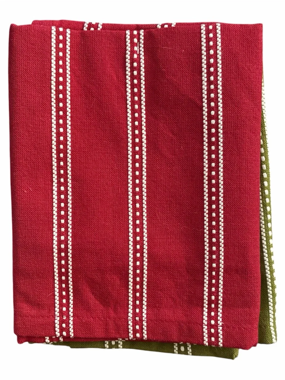 Stripe Kitchen Towels in Olive Green and Red- 2 Pack